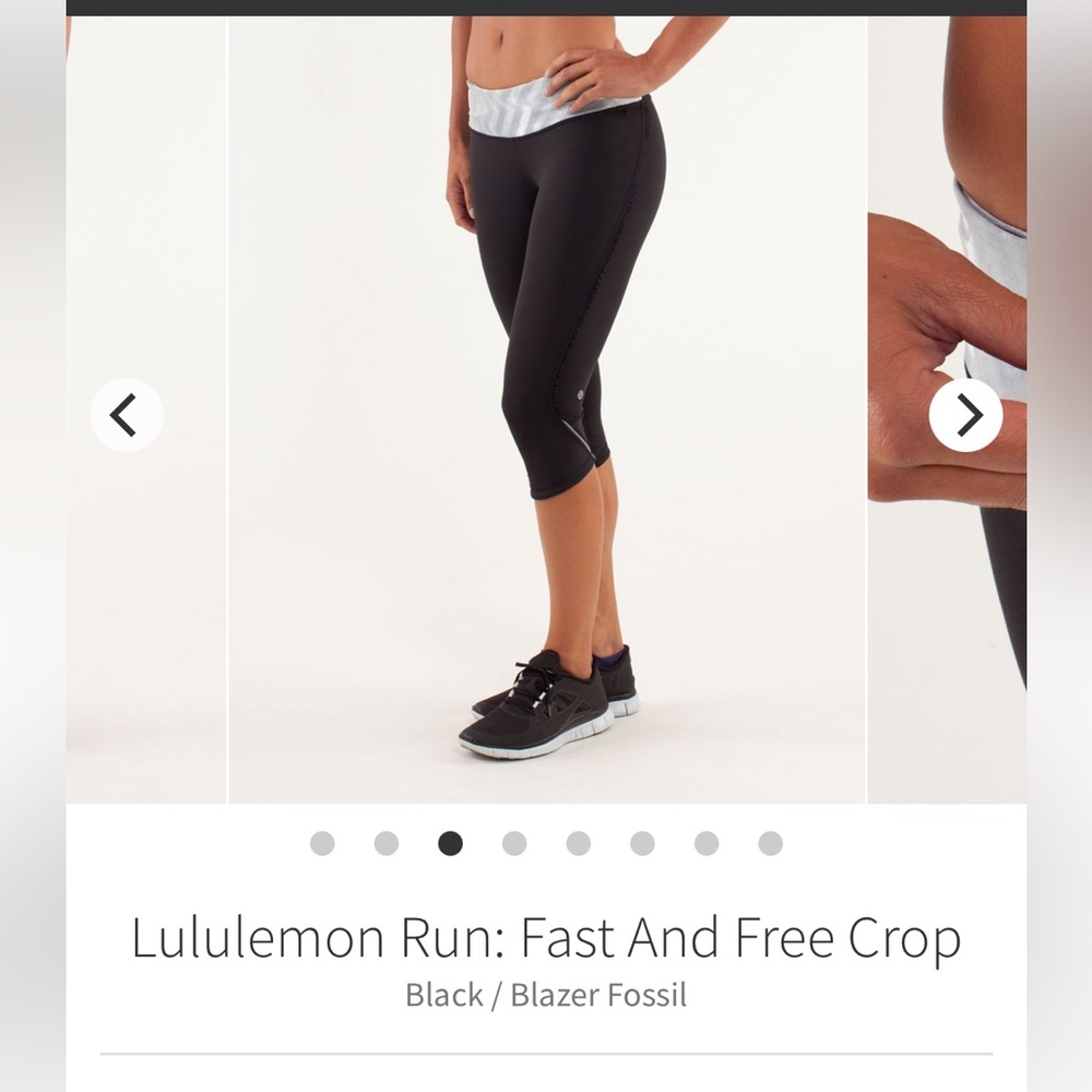 Lululemon Fast and Free Crop/Black/Blazer Fossil/Size 4